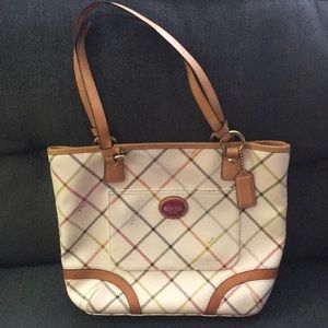 Coach leather trimmed tote